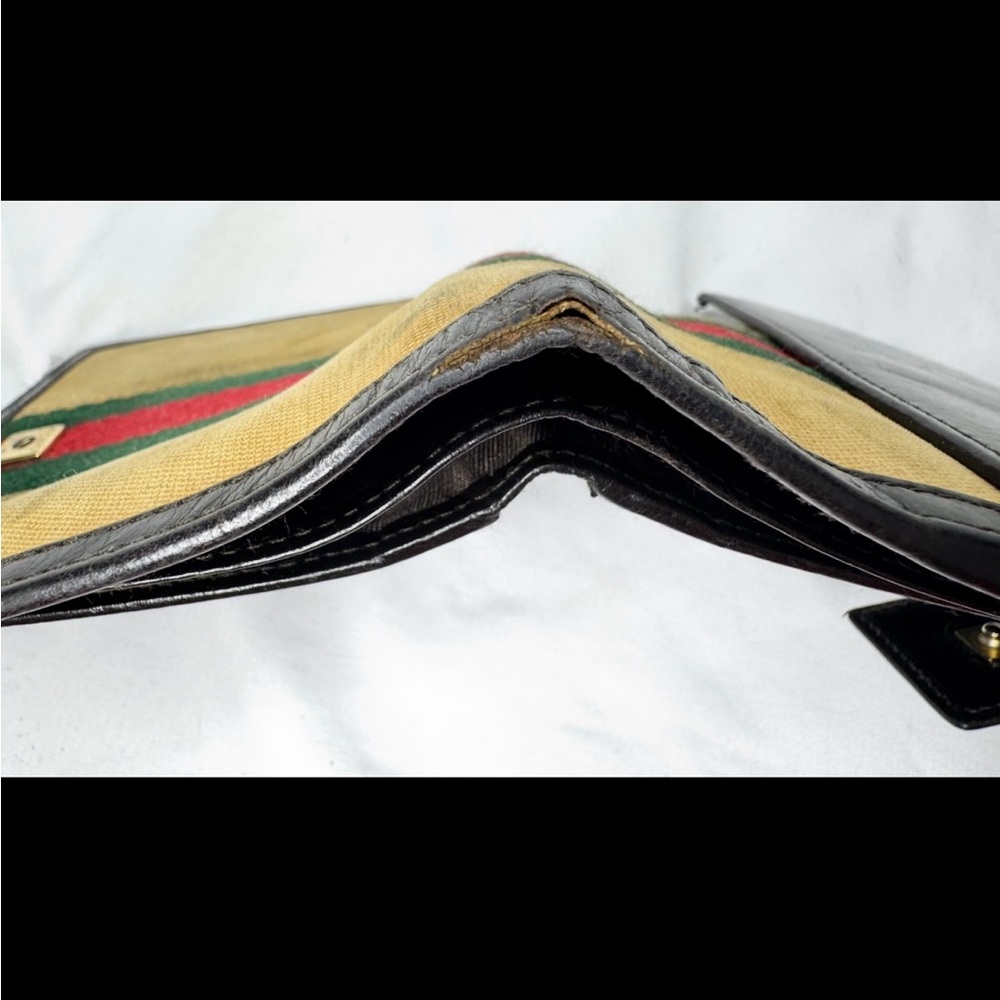 Gucci Vintage Bifold Wallet Sherry Line Leather/canvas w/ COA and box!!! - Picture 15 of 17